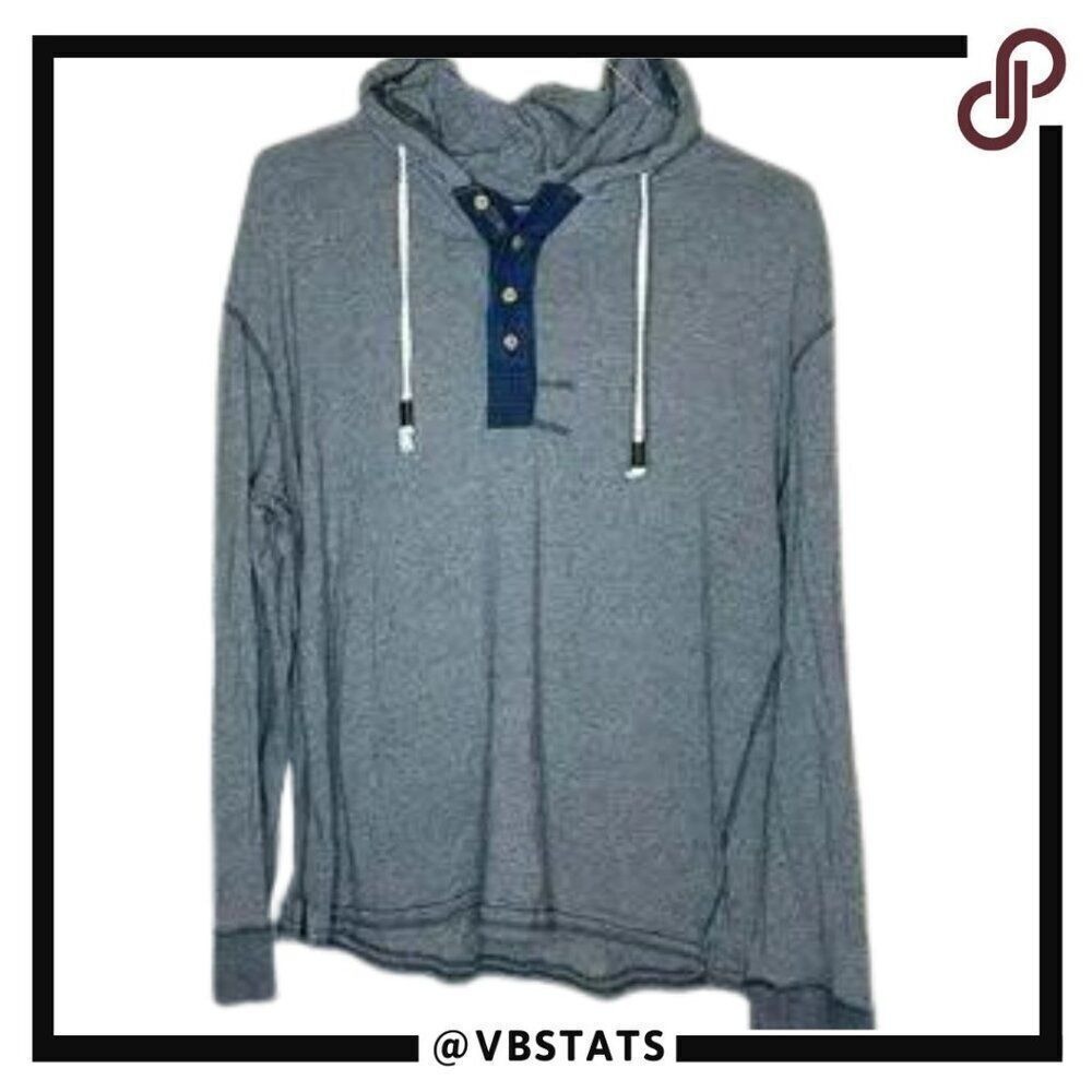 Poolman Mens Henley Hoodie XXLarge Gray Long Sleeve